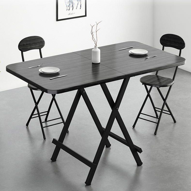 Metal and Wood Table Mid-Century Modern Style Folding Dining Table