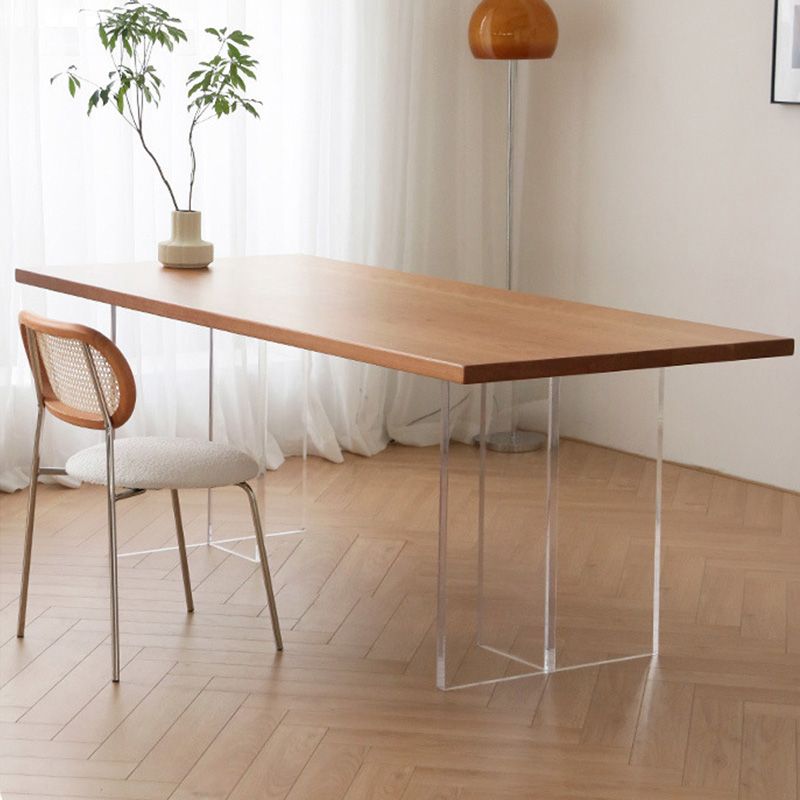 Glam Rectangle Table Wooden Table with Acrylic Legs for Home