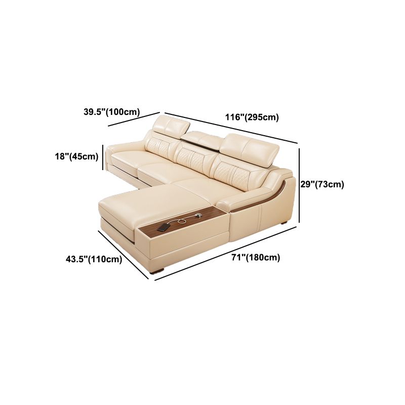 Contemporary Genuine Leather Stain-Resistant Sloped Arms Sofa & Chaise