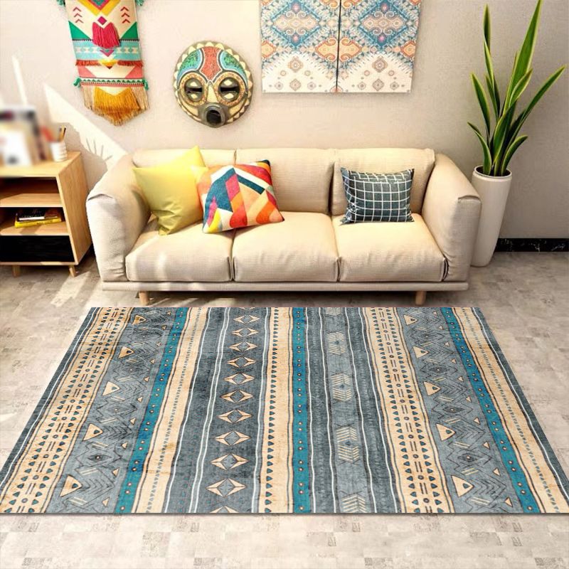 Boho Polyester Teppich Multikolor Tribal Totem Print Teppich Fleckenfesterer Teppich für Wohnkultur