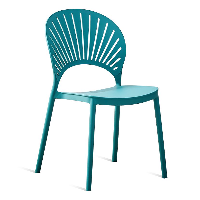 Chaise intérieure-extérieure de style moderne en plastique, chaises latérales de salle à manger à dossier ouvert