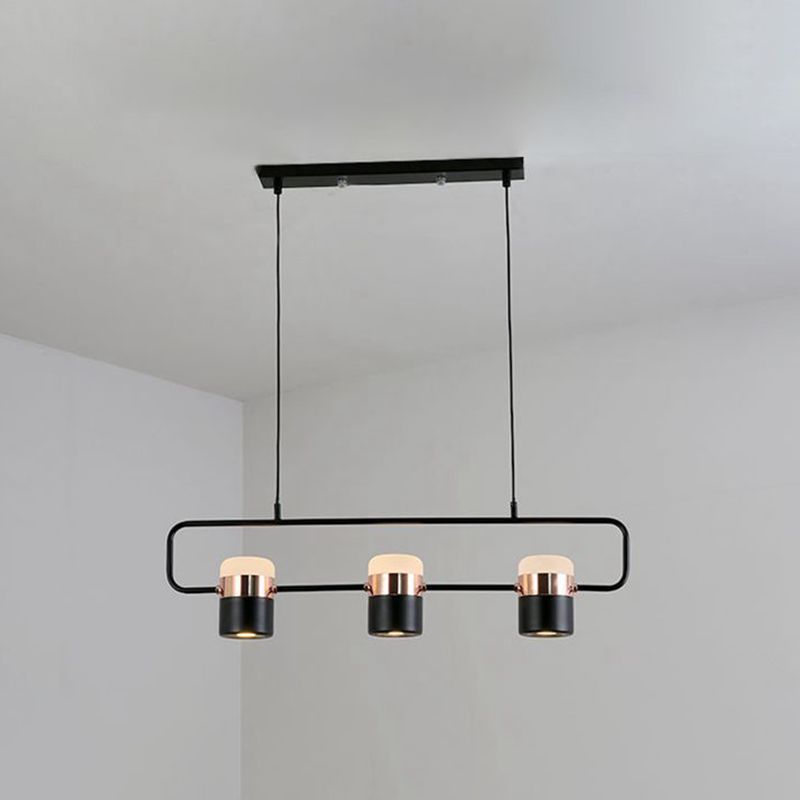 Cylinder Island Lighting Contemporary Metal Island Chandelier Lights for Kitchen