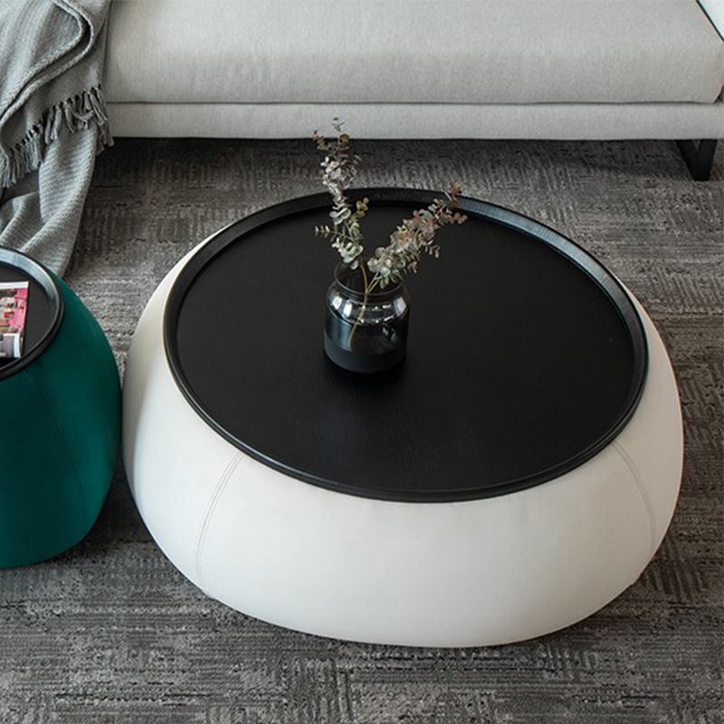 Round Modern Coffee Table White/Orange/Green Cocktail Table for Living Room