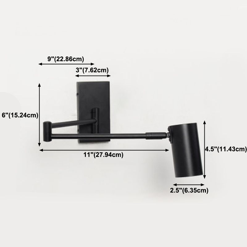 Metal Cylinder Wall Light Modern Swing Arm Wall Sconce for Living Room