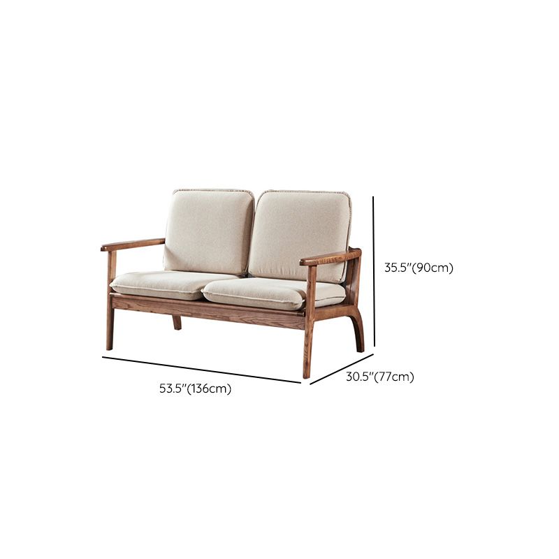 Fabric Sofa in Wooden with Wood Arm Contemporary Living Room Seating