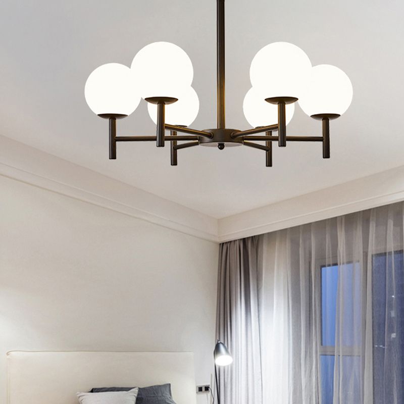 Apparecchi di illuminazione a sospensione in vetro di latte globale in stile moderno lampadario multi luci in nero