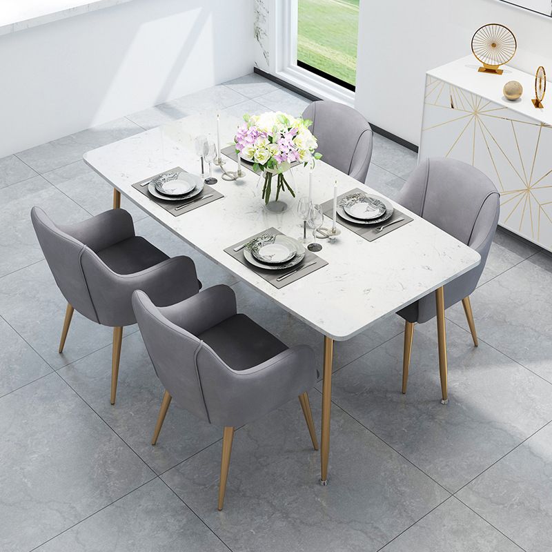 Glam Style Sintered Stone Dining Set Rectangle 1/4/5/7 Pieces Dining Set