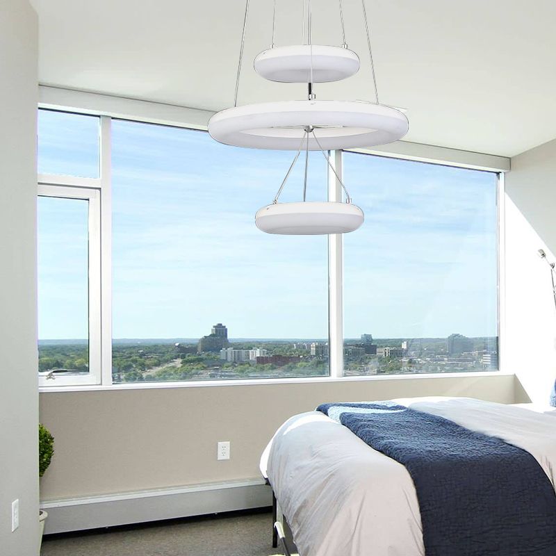 White Donut Suspension Pendant Minimalist LED 3 Lights Acrylic Chandelier Lighting Fixture