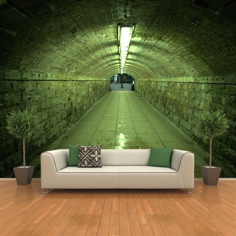 3D Illusion Wall Mural Contemporary Mildew Resistant Wall Art for Living Room