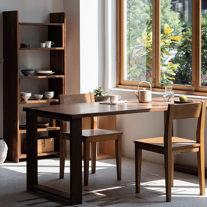 Modern Rectangle Dining Table Solid Wood Table with Sled Base