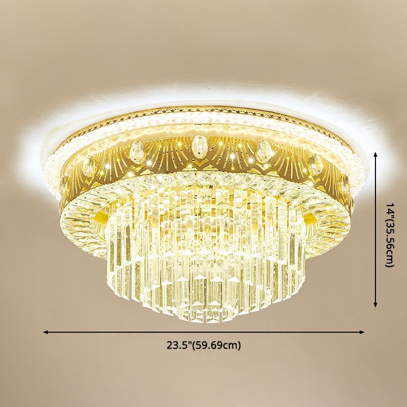 Multi-Layer Flush Ceiling Light Modern Crystal Bedroom LED Flush Mount Lighting in Gold