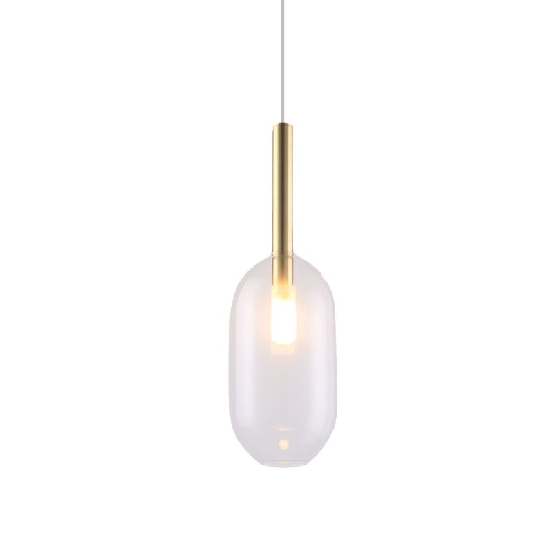 Cipolla da soggiorno a 1 luce Simple Lampada a soffitto a LED in ottone con capsula trasparente in vetro trasparente