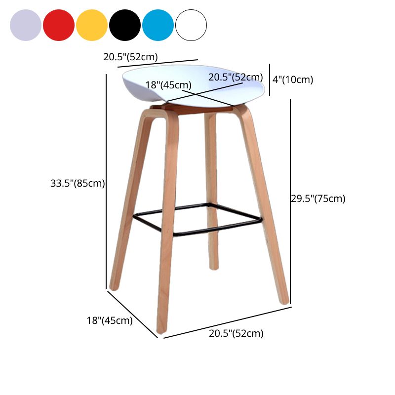 Barhocker im skandinavischen Stil, Holzbeine, PP-Schalensitz für Restaurantbar
