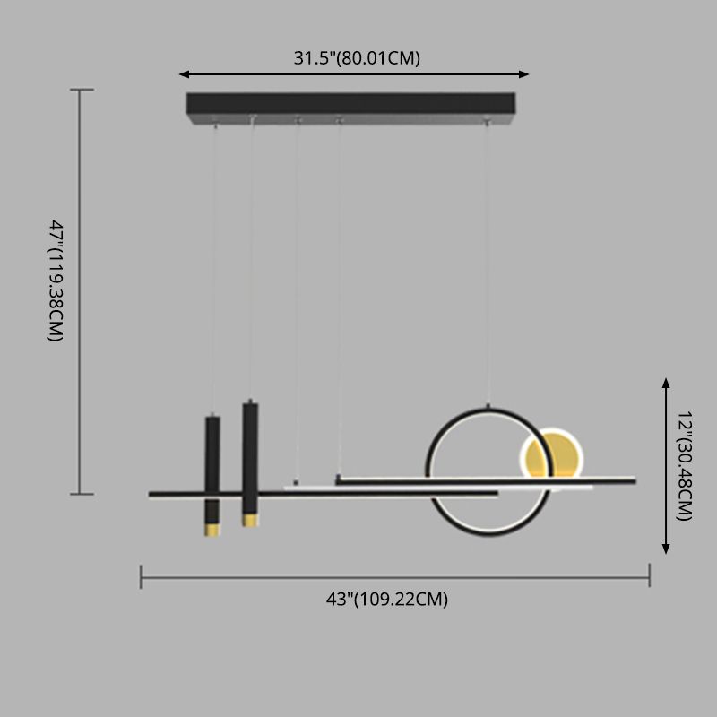 Idee per illuminazione dell'isola lineare contemporanea Kit di luce appesa in alluminio a LED per sala da pranzo