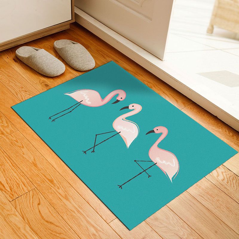 Classic Tropix Indoor Rug Multi-Color Flamingo Carpet Anti-Slip Backing Stain Resistant Machine Washable Rug for Family Room