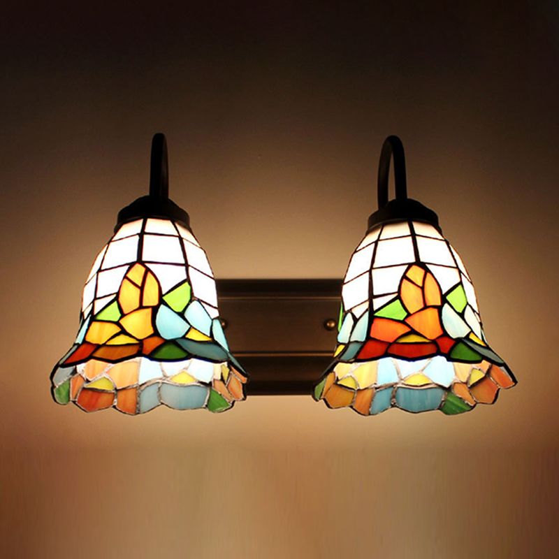 Tiffany Mirror Lamp Fixture European Style Mediterranean Mirror Lamp for Bedroom