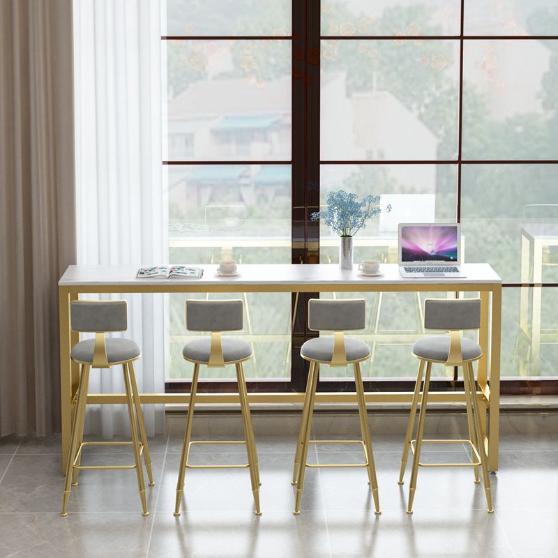 Glam Bar Table Set 1/5/9 Pieces Rectangle Stone Counter Table with Stools for Living Room