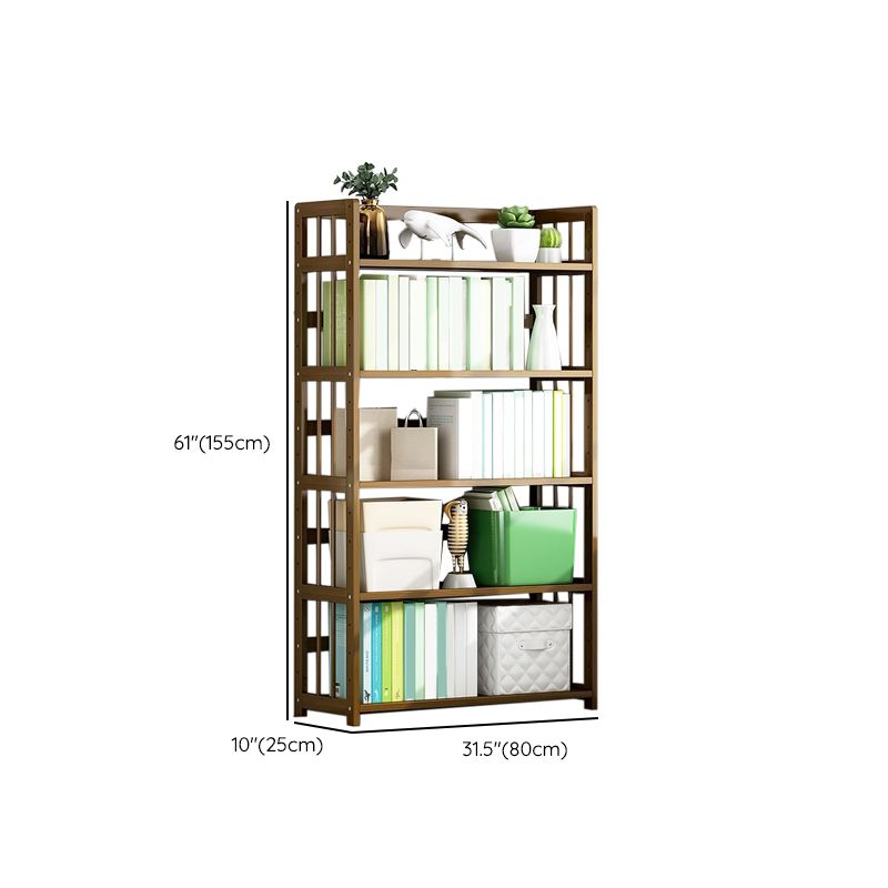 Standard Bamboo Shelf Bookcase Contemporary Brown Open Bookcase