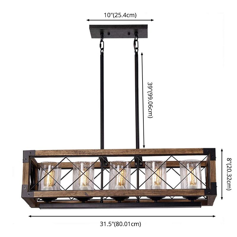 Isola in gabbia nera a ciondolo lineare a pendente retrò in metallo sala da pranzo lampadario isola lampadario