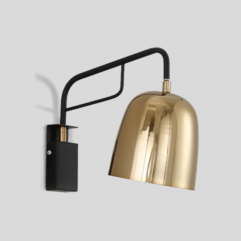 Éclairage d'applications murales de dôme post métal moderne 1 ampoule Black and Gold Mur Mount LAMPE AVEC BALD BRAU