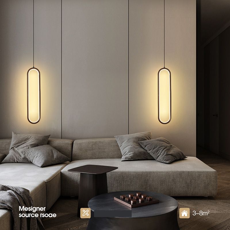 Geometric Pendant Lighting Fixtures Modern LED Suspension Lamp with White Acrylic Shade