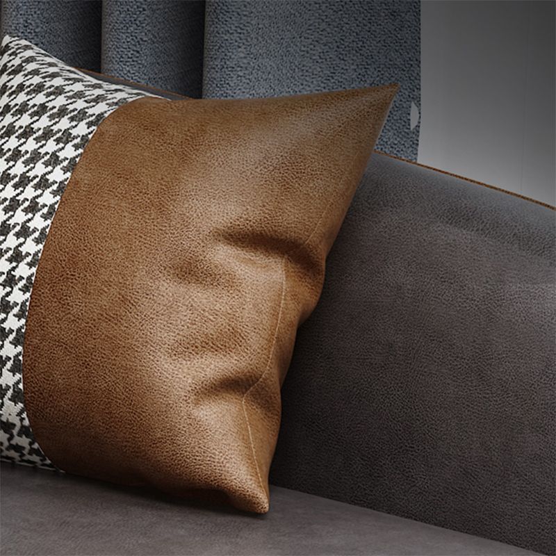 Faux Leather Sofa 25.59" D x 30.70" H Tuxedo Arm Sofa for Living Room