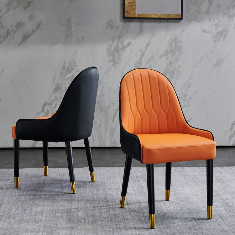 Glam Style Wood Chair Faux Leather Parsons Side Chair for Dining Room 20.8"x21.6"x35.4"