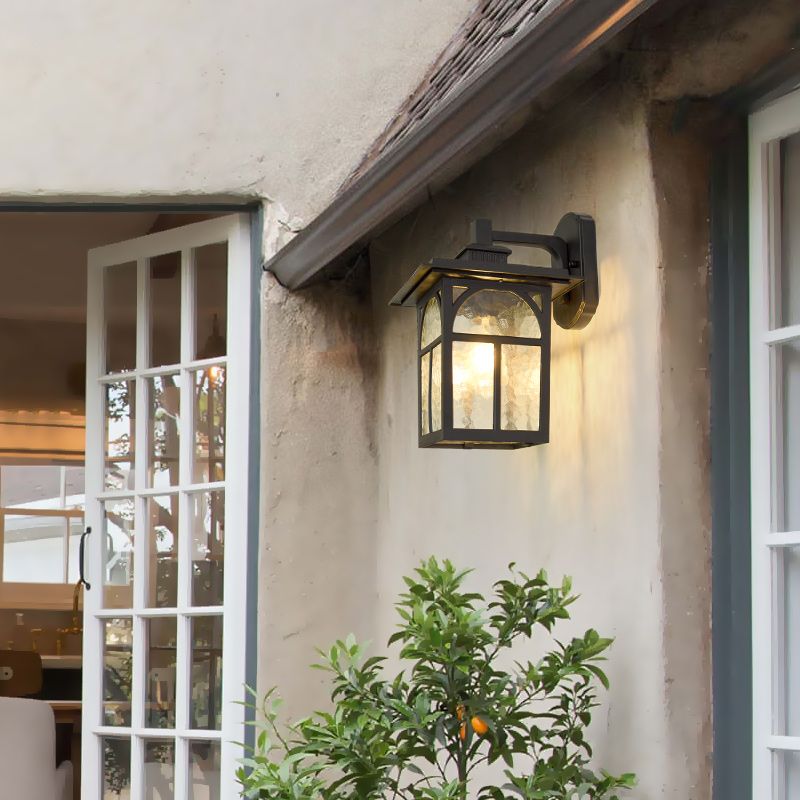 Retro Ripple Glass Shade Wall Light Geometric Single Light Wall Sconce for Outdoors