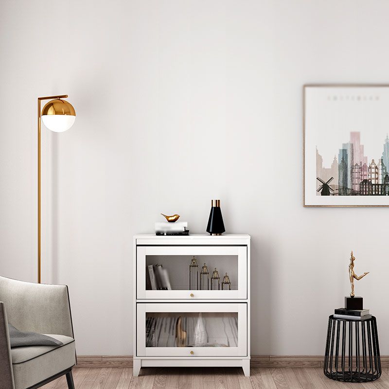 Manufactured Wood Standard Bookcase White Contemporary Bookcase with Glass Doors