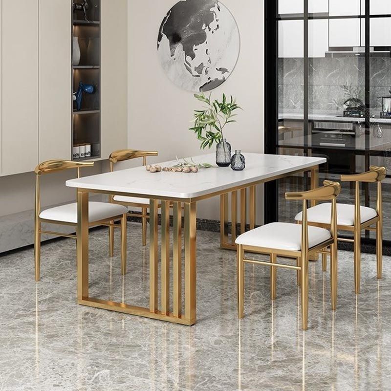 Rectangle Dining Table Stone Dining Table with Double Pedestal