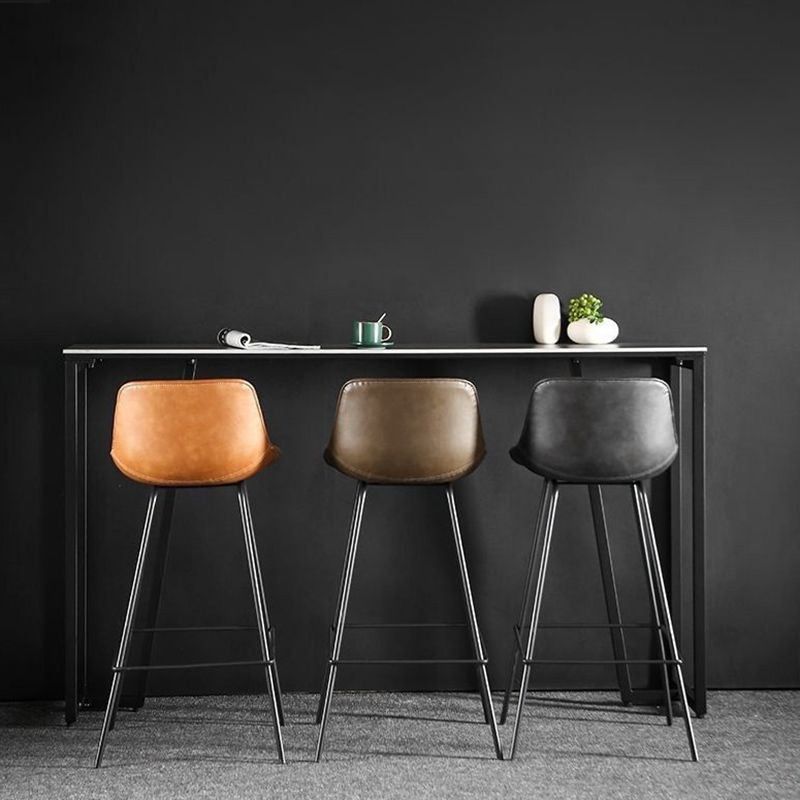 Contemporary Rectangle Bar Height Table Iron and Stone Indoor Bar Dining Table