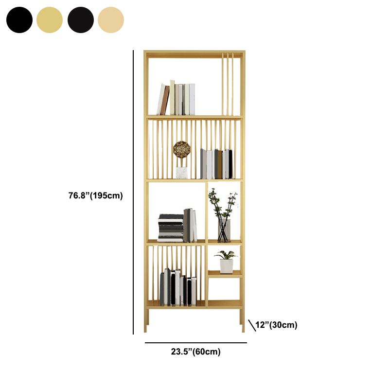 Glam Metal and Wood Shelf Bookcase Etagere Open Home Book Shelf with 5 Shelves