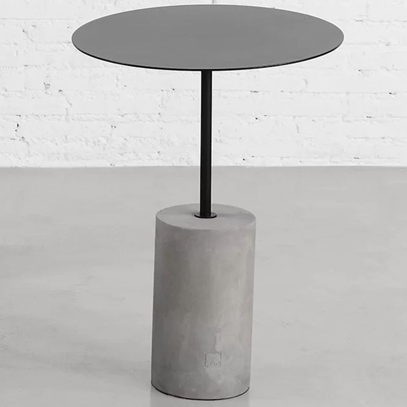 Modern Metal Round Top Side Table Concrete Pedestal End Table