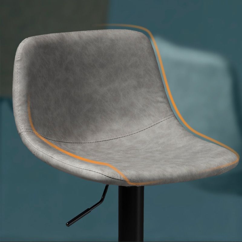 Taburete de bar de estilo industrial, asiento de cuero con respaldo bajo para barra de cocina