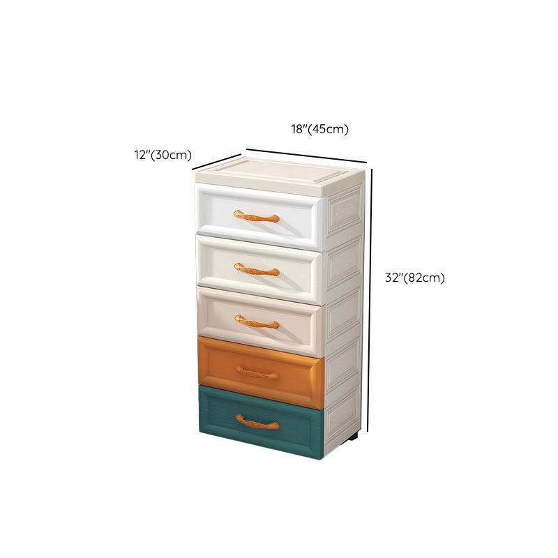 Ultra Modern Plastic Kids Nightstand with Drawers and Legs for Bedroom