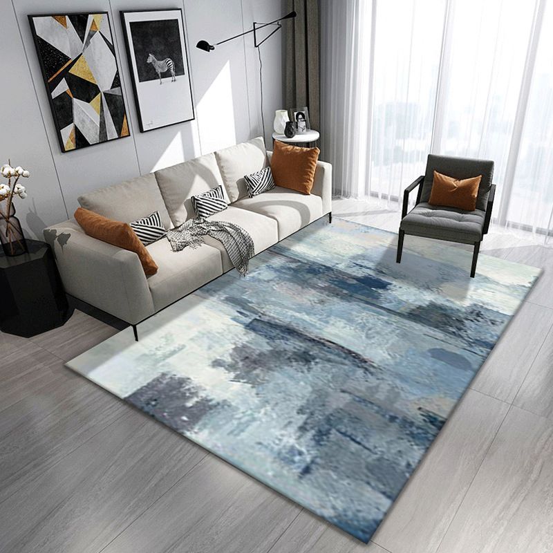 Minimalist Rug Industrial Watercolor Print Carpet Living Room Polyester Rug with Non-Slip Backing