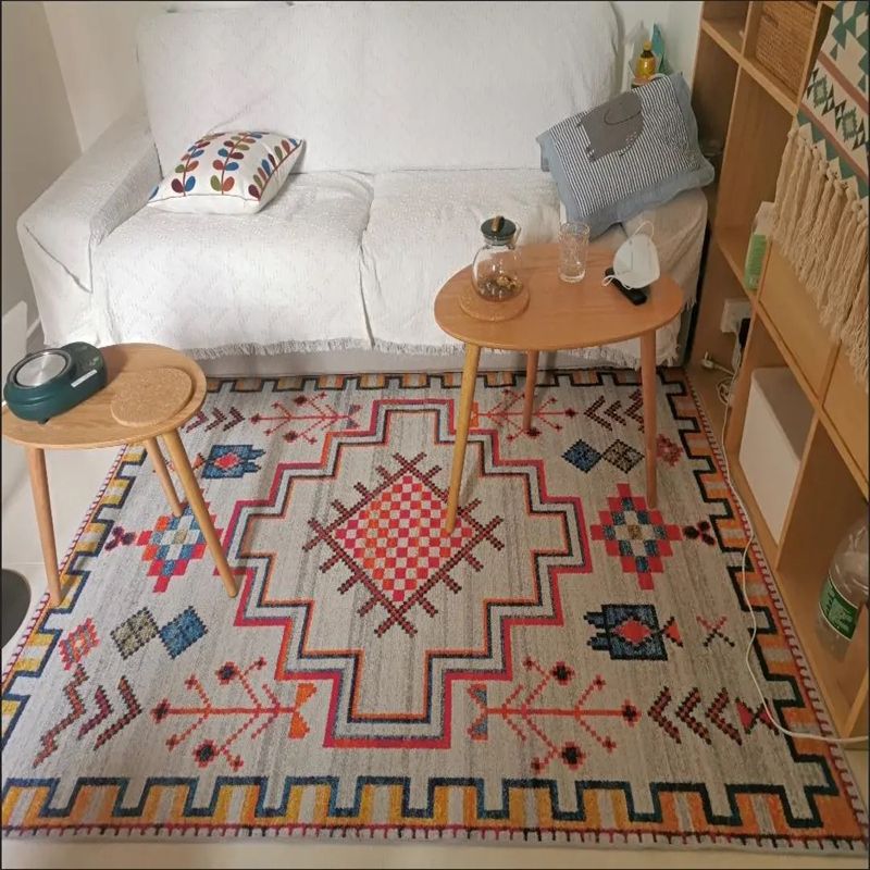 Traditional Morocco Area Carpet Tribal Pattern Polyester Area Rug Stain Resistant Rug for Home Decor