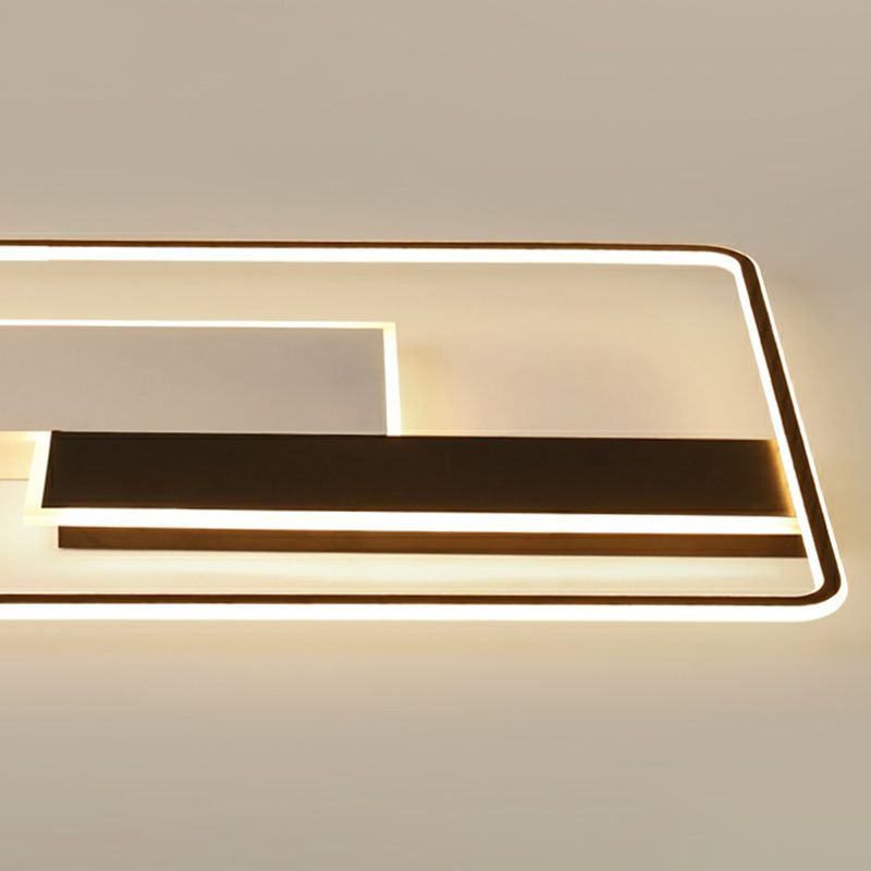 Contemporary LED Ceiling Flush Light Black-White Rectangular Flush Mount Fixture with Acrylic Shade
