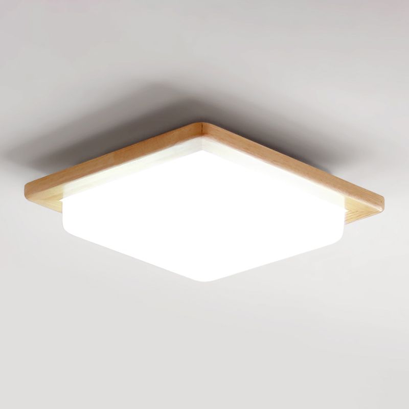 Square Shape Glass Flush Light Modern Style 1 Light Flush Mount Fixture in Brown