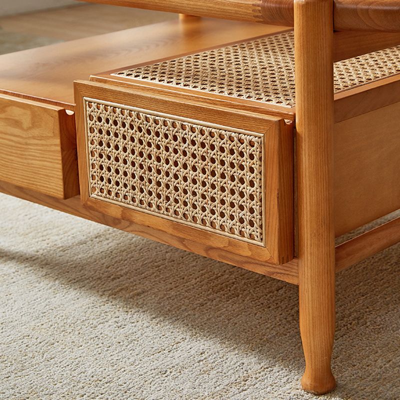 4 Legs Coffee Table with Shelf Modern Glass Top Cocktail Table