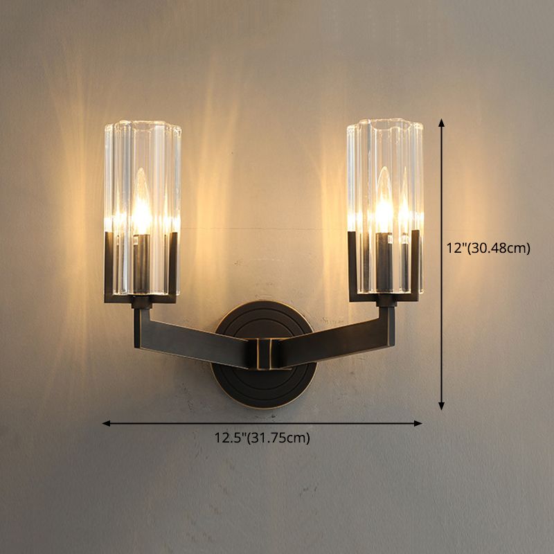 Cylindre Verre Verre Verre Masque lampe à application Industrial Mury Galce Fixture pour le salon