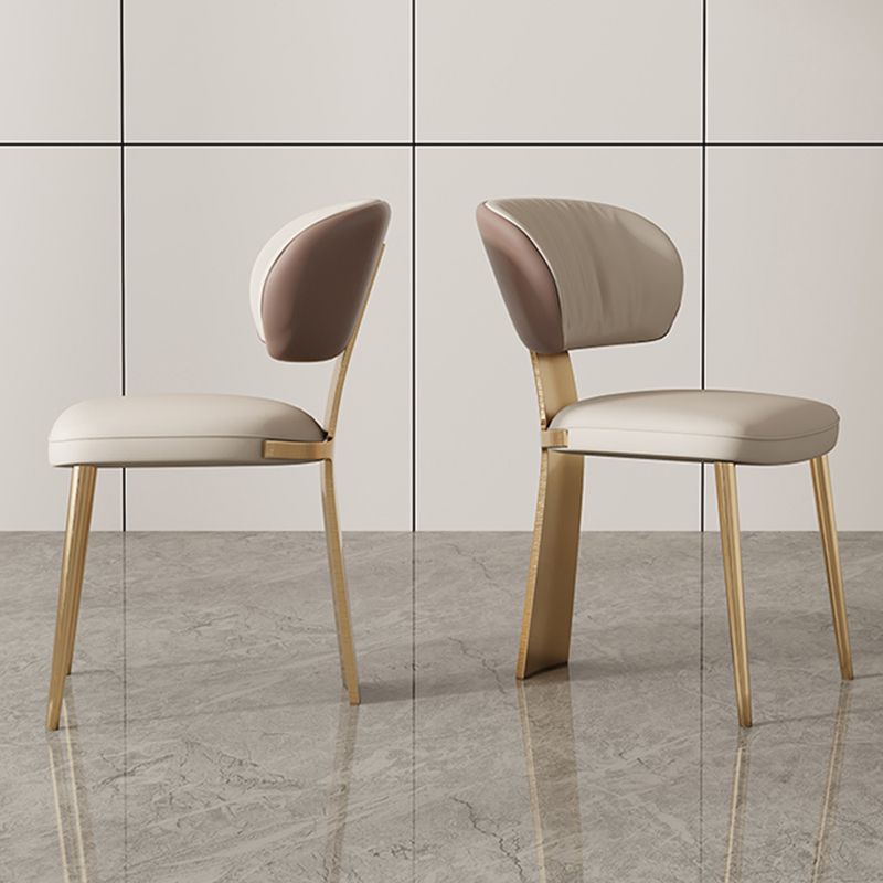 Glam Dining Chair Armless Dining Chair with Metal Legs for Kitchen