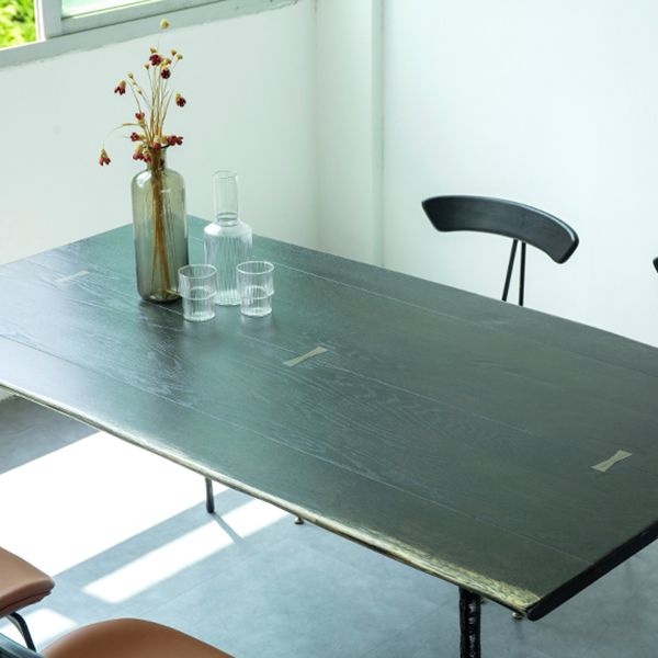 4-foot Oak Solid Wood Industrial Rectangle Dining Table for Dining Room