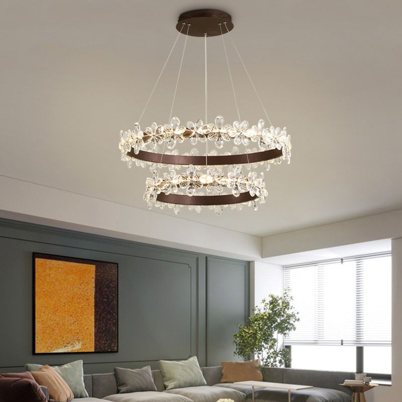 Postmodern Crystal Circle Circle Lámpara Luz de lujo Luz de lujo para dormitorio