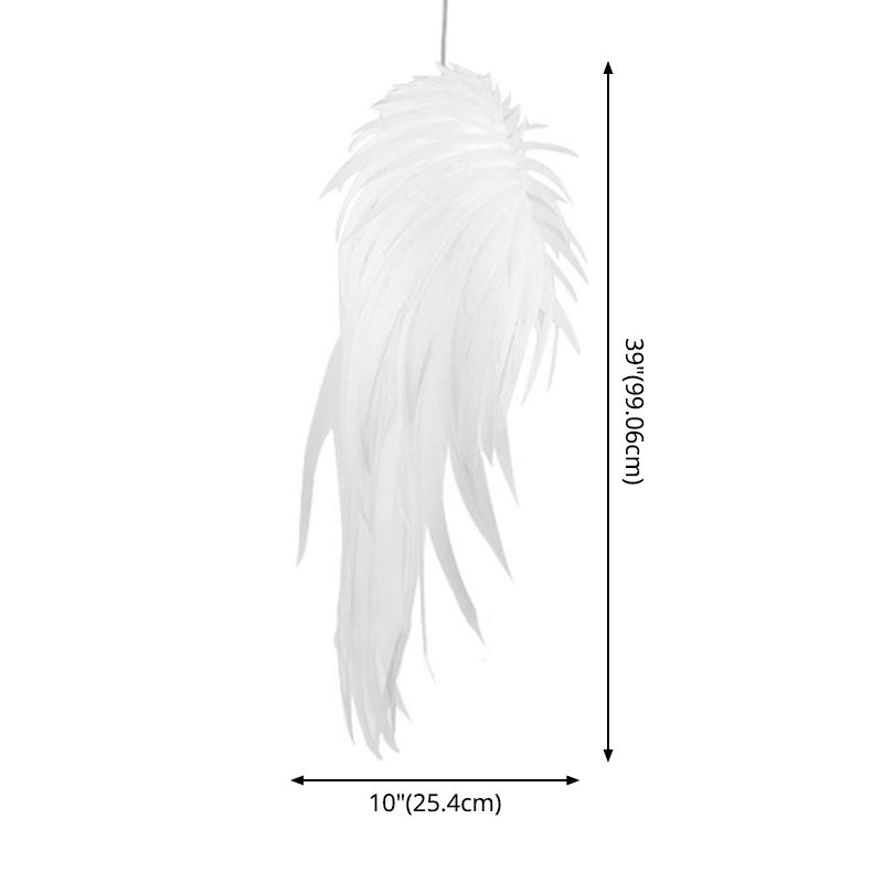 Angel Wing Feather Pendant Lighting Minimalist Plastic White Hanging Lamp for Living Room