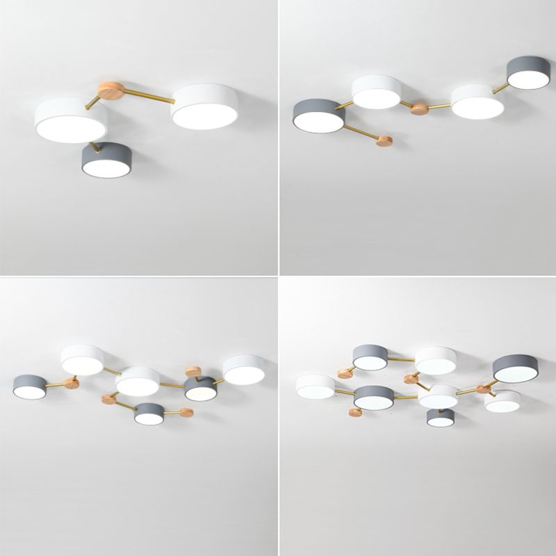 New Modern Sputnik Flush Mount Ceiling Light Metal Bedroom Flush Light in Grey