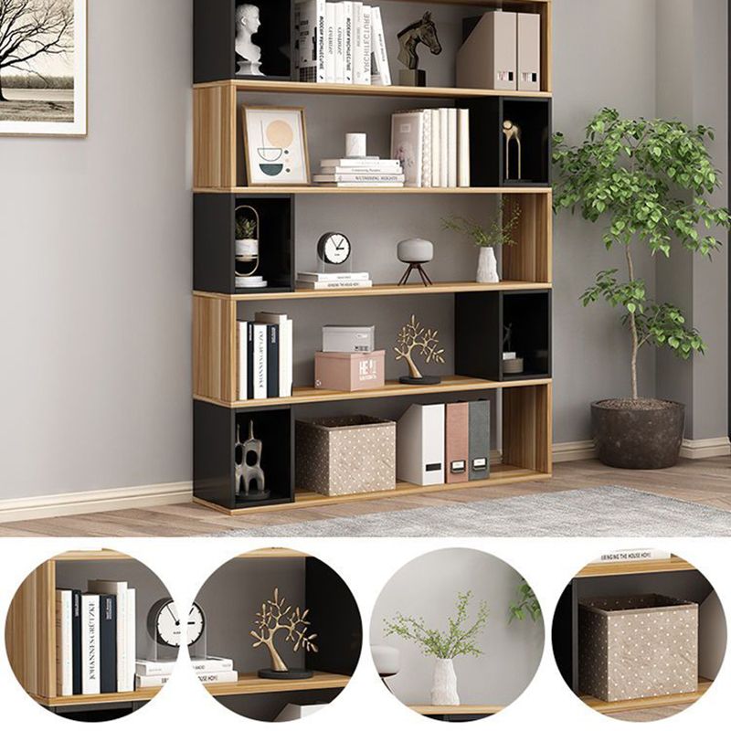 Standard Engineered Wood Bookshelf Modern Open Back Bookcase with Shelves