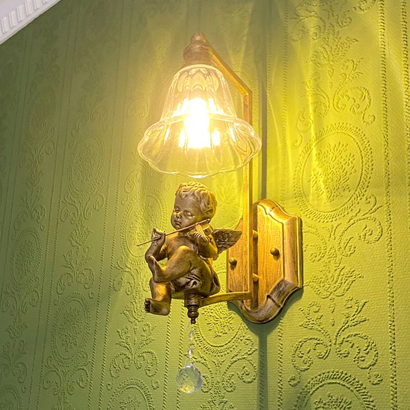 Glass Shade Wall Mounted Light Fixture 1-Light Modernism Wall Mounted Sconce