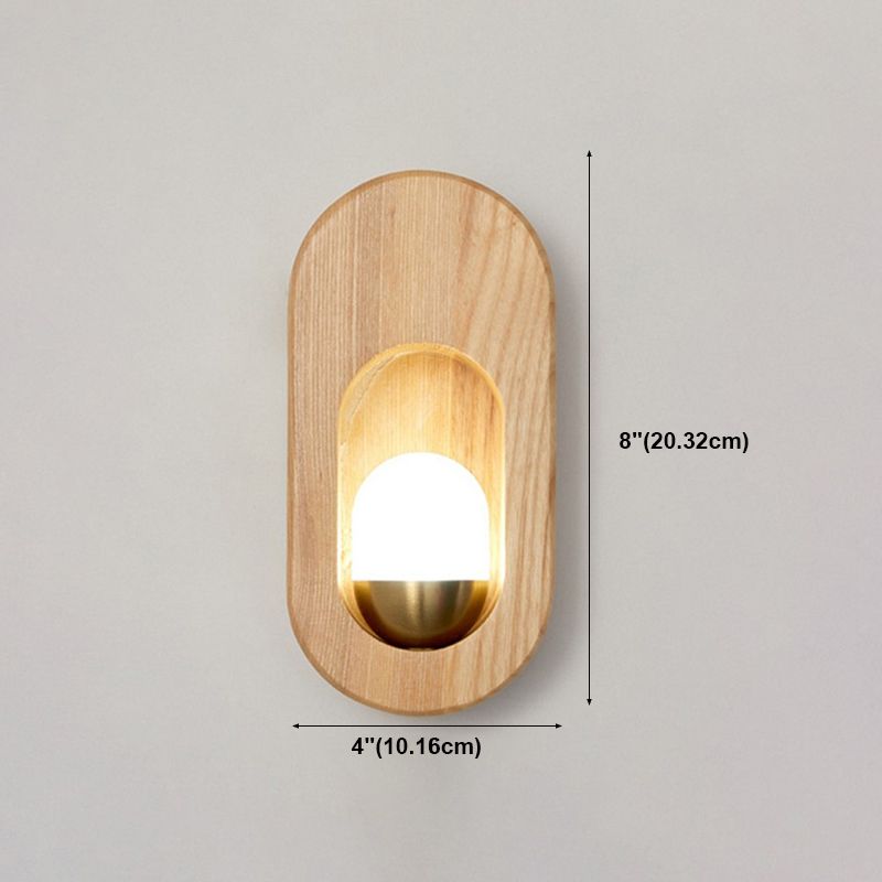 Modern Style Oval Wall Light Sconces Wood 1 Light Wall Lighting Ideas