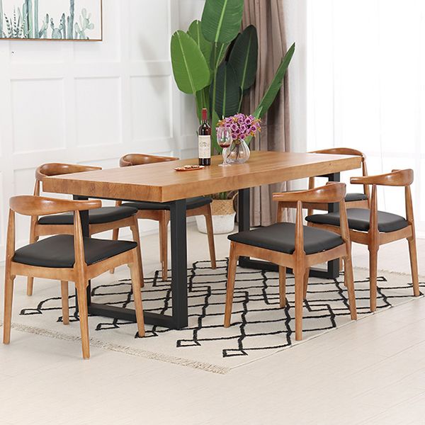 Industrial 1/4/5/7 Pieces Furniture Solid Wood Rectangle Dining Table Set in Brown
